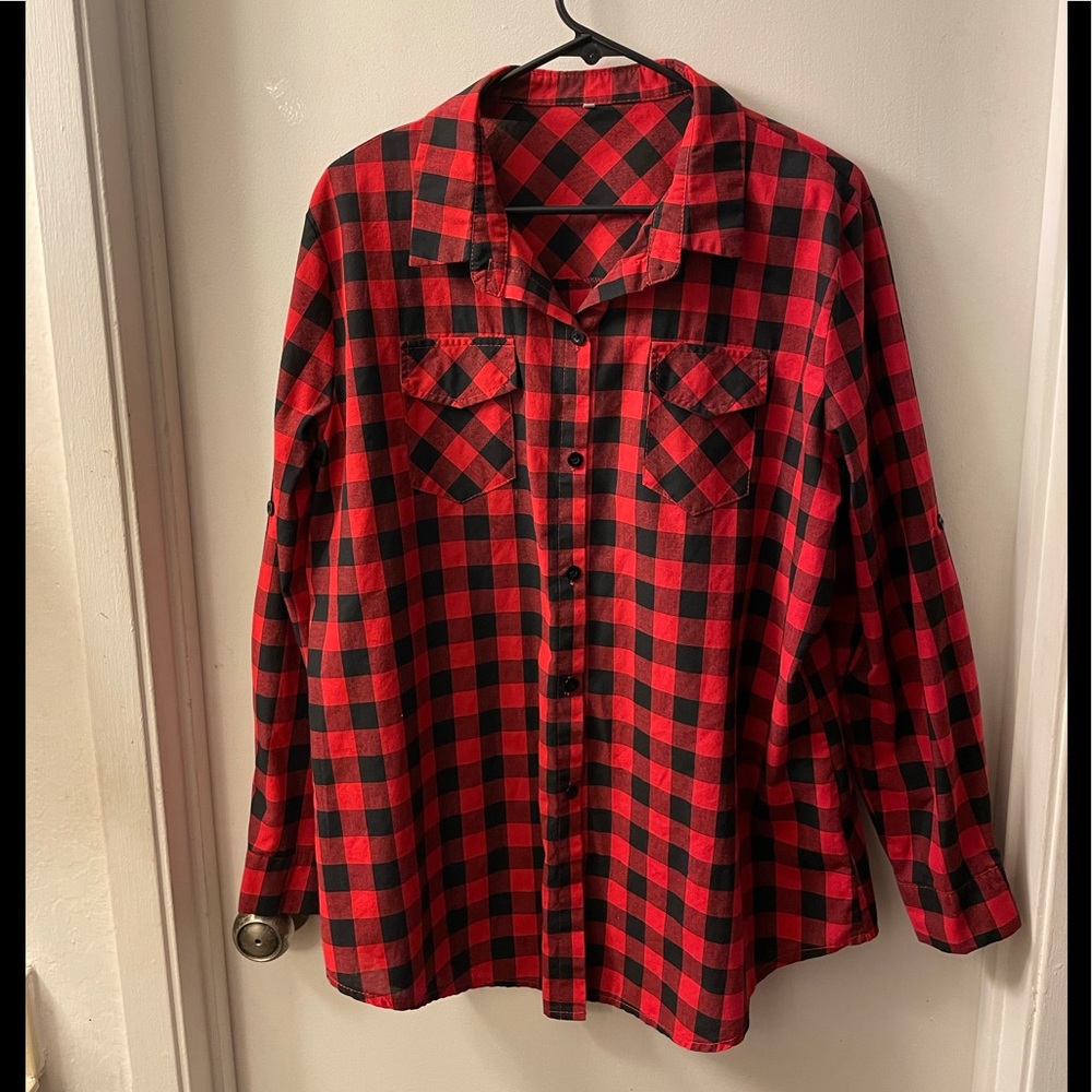 Red and Black Flannel Button Up